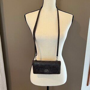 Brighton Gray Leather Embossed Wallet/Crossbody